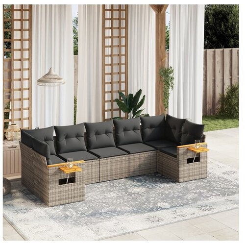 vidaXL 7-dijelni set vrtnih sofa sivi od poliratana Cijene