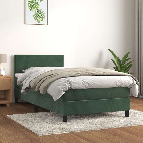 vidaXL Box spring krevet s madracem tamnozeleni 80 x 200 cm baršunasti Cene