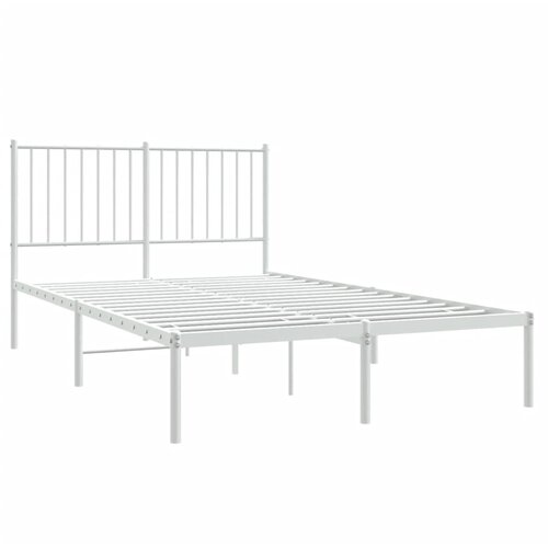  Metalni okvir za krevet s uzglavljem bijeli 120 x 190 cm Slike