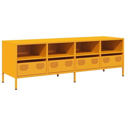 Maison Chic TV omarica - TV stojalo - Televizijska omarica gorčično rumena 135x39x43,5cm hladno valjano jeklo, (21699061) Slike