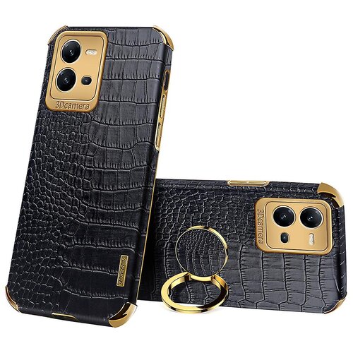 INORCO Za vivo V25 5G krokodil teksturo galvansko prevleko prstan stojalo za telefon PU usnje prevlečena TPU torbica, (22037128) Slike
