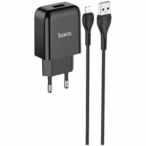 Hoco pametni hišni polnilec N2 z USB vtičem in s polnilnim kablom Lightning 2,1A - črn Cene