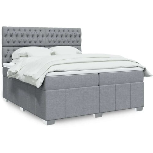 VidaXL Krevet s oprugama i madracem svjetlosivi 200 x 200cm od tkanine Slike