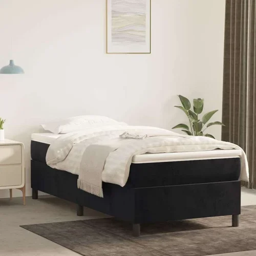 Box spring postelja z vzmetnico črna 90x200 cm žamet, (20723925)