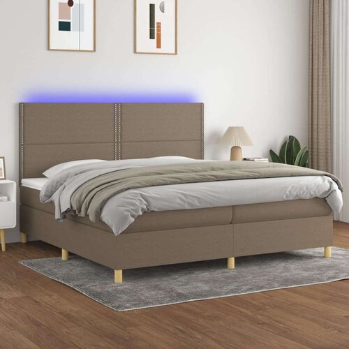  Box spring postelja z vzmetnico LED taupe 200x200 cm blago, (20902064) Slike