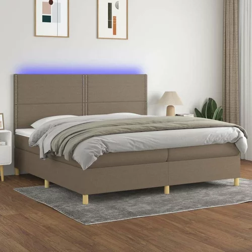  Box spring postelja z vzmetnico LED taupe 200x200 cm blago, (20902064)