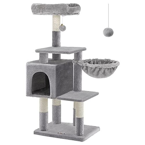 Songmics Večnivojsko mačje drevo, 110 cm Cat Tower, Cat Condo, svetlo sivo PCT52W, (21157940) Slike