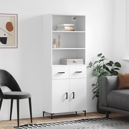 vidaXL Visoka omara bela 69,5x34x180 cm inženirski les Cene