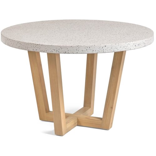Kave Home bela vrtna miza s kamnito plo&amp;scaron;čo shanelle, &amp;oslash; 120 cm Slike