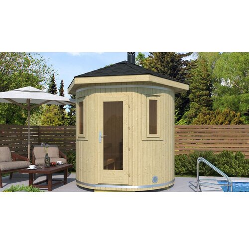 Male kuće Vanjska sauna TORNIO 239 × 239 cm sa šindrom Cene