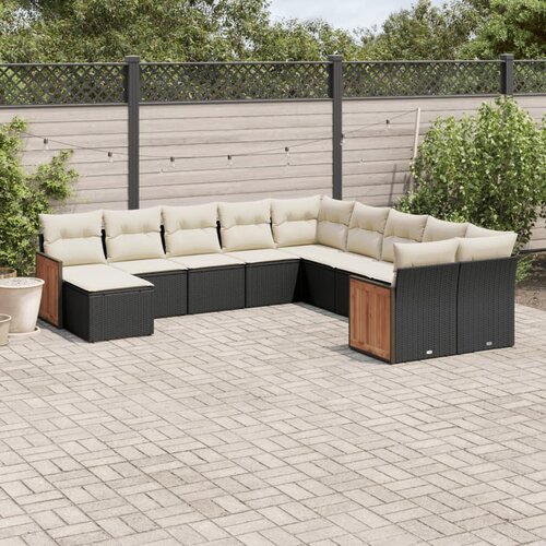  11-dijelni set vrtnih sofa od poliratana s jastucima crni Cijene