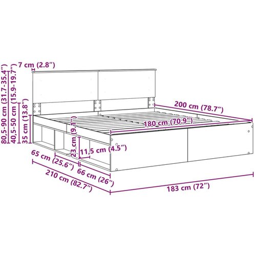 Okvir za krevet Crna 180 x 200 cm Konstruirano drvo Slike