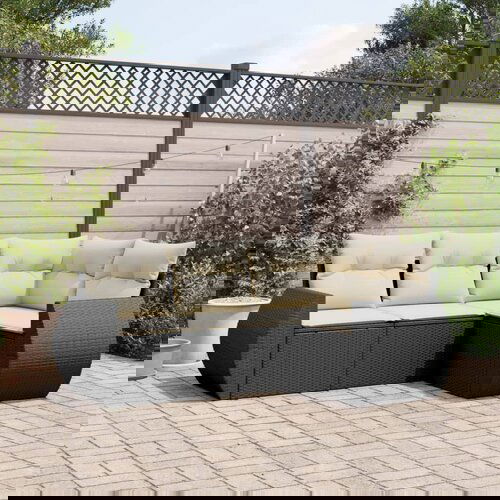 vidaXL 4-dijelni set vrtnih sofa od poliratana s jastucima crni Cijene
