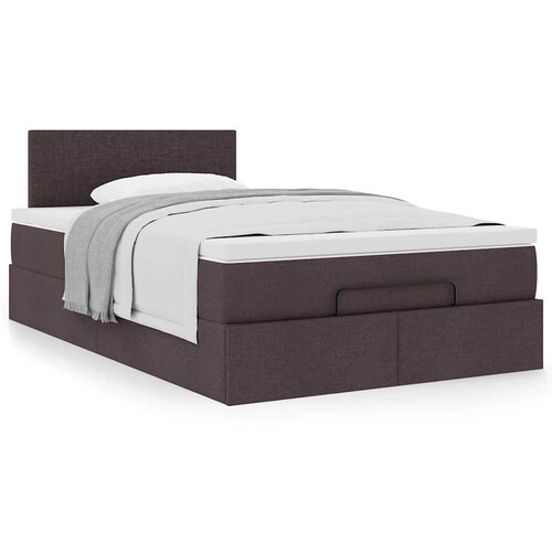 VidaXL Otomanski posteljni okvir z vzmetnico rjav 120x200 cm blago Slike