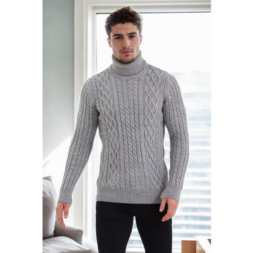 Dewberry 87325 Mens Knitted Patterned Sweater-GREY Cijene