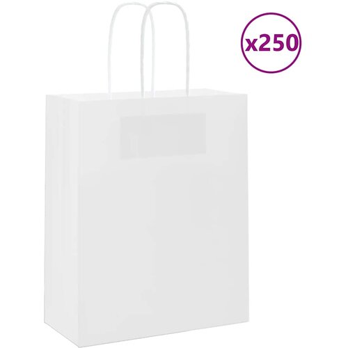  Papirnate vrećice 250 kom s ručkama bijele 18x8x22 cm Cijene