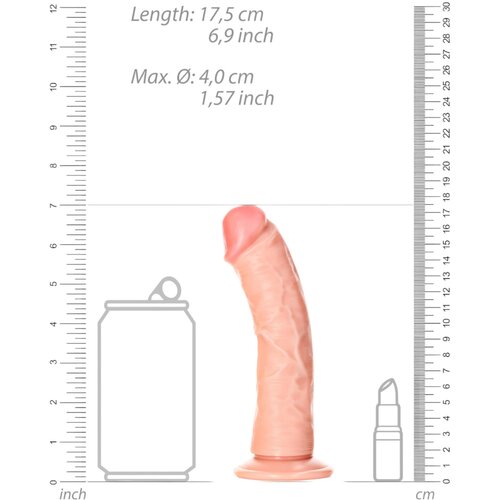 REALROCK Curved - ukrivljeni realistični dildo z lepljivo podlago - 15,5 cm (naravni) Slike