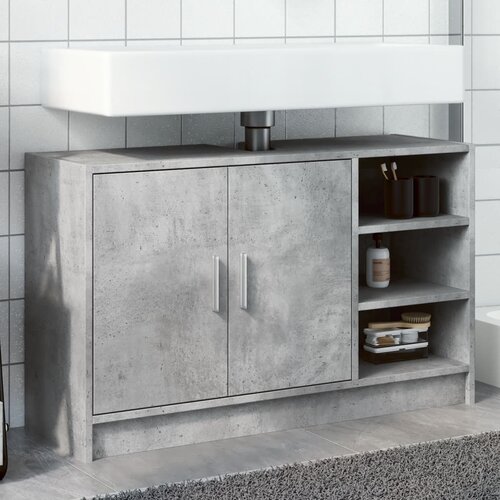  The Living Store Omarica za umivalnik betonsko siva 90x29x55 cm inženirski les - Omarica Za Umivalnik, (21486439) Slike