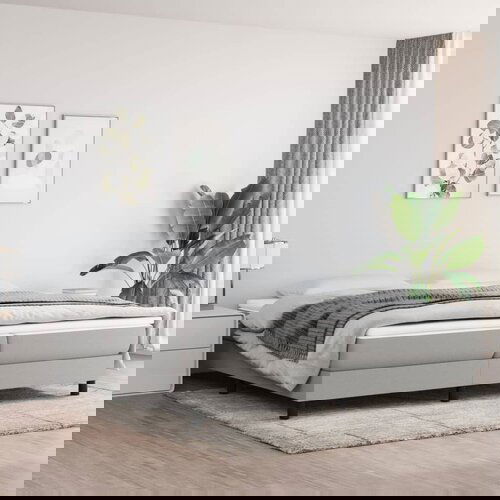VidaXL Box spring posteljni okvir svetlo siv 200x200 cm blago Slike