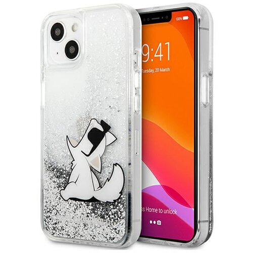 Karl Lagerfeld originalen ovitek KLHCP13MGCFS za iphone 13 6.1 prozorna trda zaščita z bleščicami - choupette fun Cene