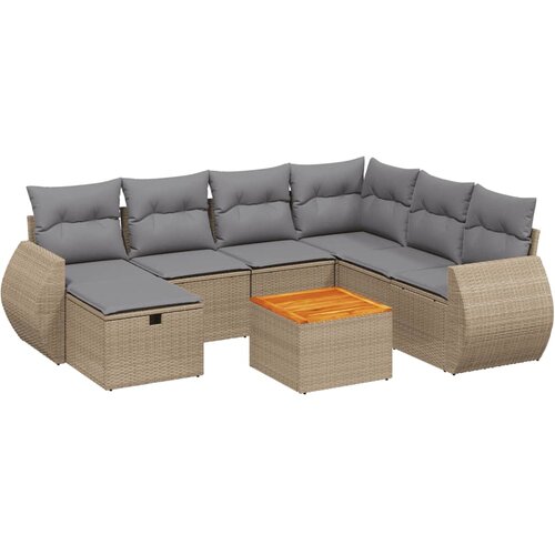 vidaXL 8-dijelni set vrtnih sofa s jastucima bež od poliratana Cijene