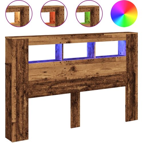 Maison Chic led posteljno vzglavje - vzglavna omarica - nočna omarica starinski les 160x18,5x103,5 cm inž. les, (21711494) Slike