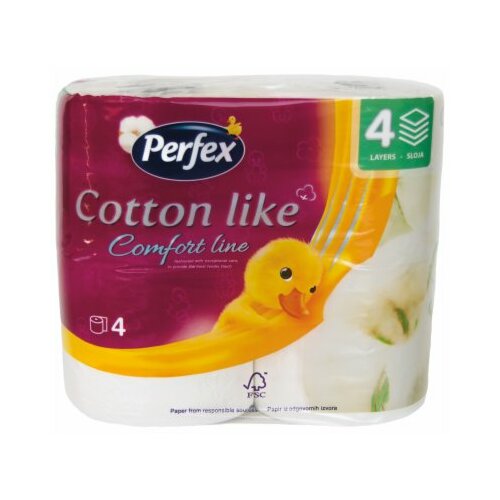 Perfex cotton like confort line četvoroslojni toalet papir 4 komada Slike