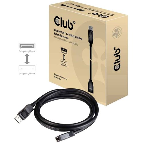 Club3d DisplayPort podalj&scaron;ek DisplayPort vtič\, DisplayPort vtičnica 2.00 m črna CAC-1022 DisplayPort kabel, (20416783) Cene