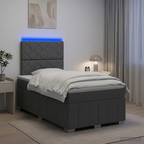  LED okvir za krevet s madracem Tamnosiva 120 x 190 cm Tkanina Slike