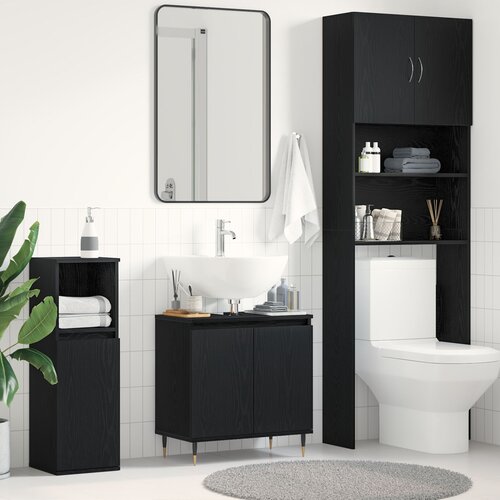 VidaXL omara za kopalnico Črni hrast Inženirski les Srednje Eleganten Slike
