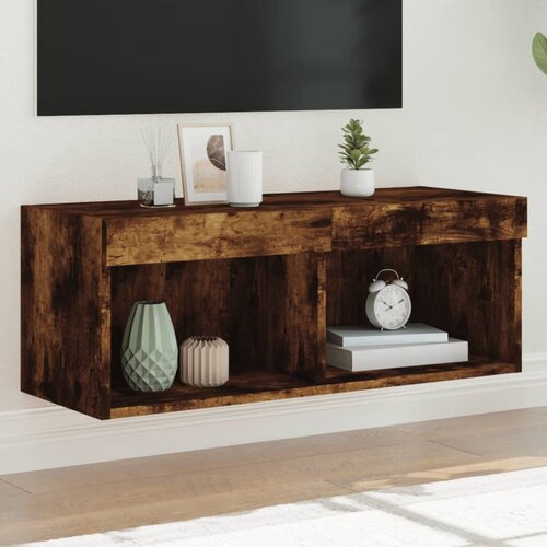 VidaXL TV omarica z LED lučkami dimljeni hrast 80x30x30 cm Slike