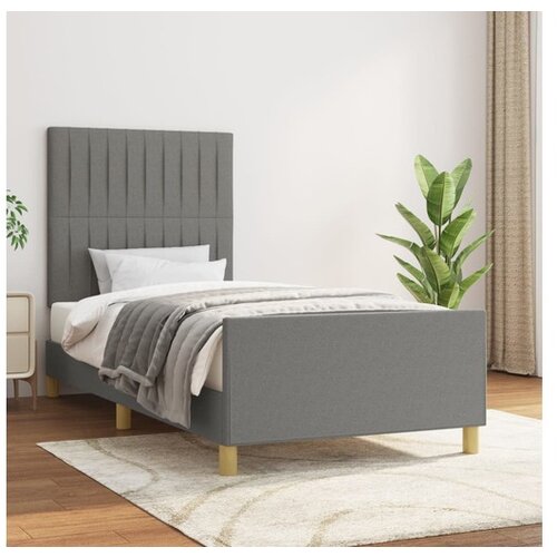  Posteljni okvir z vzglavjem temno siv 90x200 cm blago Cene