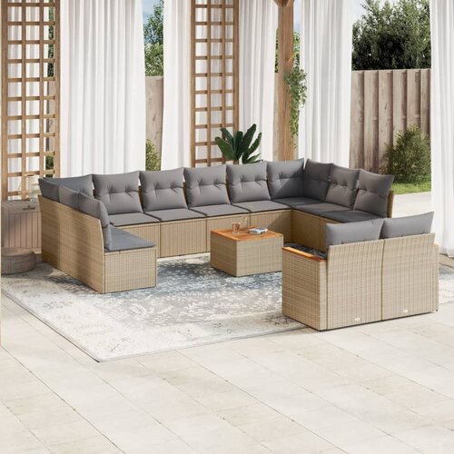 vidaXL 13-dijelni set vrtnih sofa s jastucima bež od poliratana Cijene