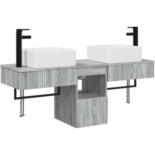  Set namje&amp;scaron;taja za kupaonicu 3 kom. Siva Sonoma 50 x 41 x 56 cm Slike