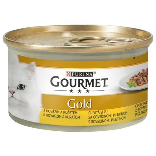 Purina hrana za odrasle mačke gourmet gold, govedina i piletina u sosu, 85g Slike