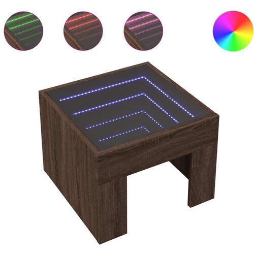 Maison Chic Nočna mizica - Nočna omarica - Nočna miza z neskončnimi LED rjavi hrast 40x40x30 cm, (21687109) Cene