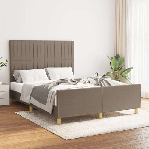  Okvir za krevet s uzglavljem smeđesivi 140 x 200 cm od tkanine Slike