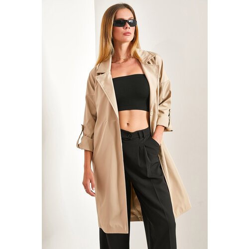 Bianco Lucci Women's Sleeve Fold Belted Trench Coat Cijene