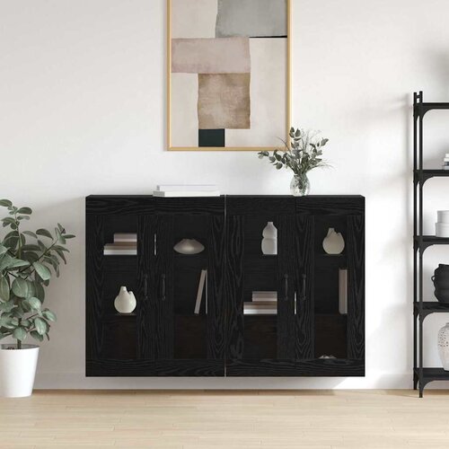 VidaXL Ormarčići montirani na zid 2 pcs Crni hrast 69.5 x 34 x 90 cm Slike