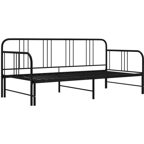 Maison Chic Izvlečni Posteljni okvir - Enojna postelja - Postelja za odrasle črn iz kovine 90x200 cm-J12, (21764281) Slike