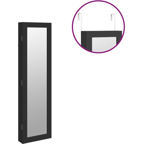  Zidni ormarić za nakit s ogledalom crni 30 x 8,5 x 106 cm Slike