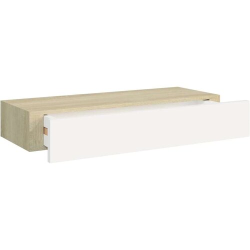 VidaXL zidne police s ladicama 2 kom hrast i bijele 60x23,5x10 cm MDF Slike