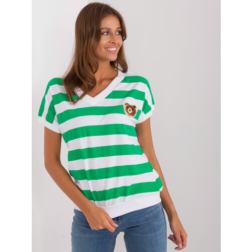 Fashion Hunters White and green striped blouse with patch Slike