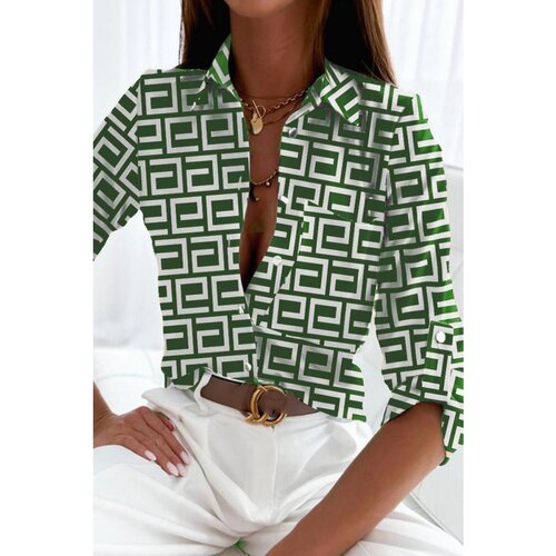 Fenzy Elegantna Bluza S Uzorkom Lavlenta, Zelena Cijene