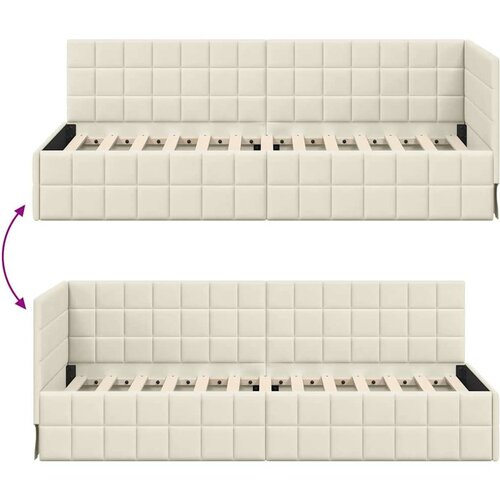 VidaXL kutni okvir kreveta s uzglavljem krema 80 x 200 cm bar&amp;scaron;un Slike