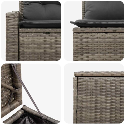  Set sofe 7 pcs Siva i tamno siva Poli Rattan i čelik Slike