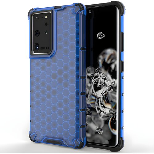 IZMAEL.eu Honeycomb pancirni ovitek s silikonskim okvirjem za Samsung Galaxy S21 Ultra 5G/Galaxy S30 Ultra - Modra Cene