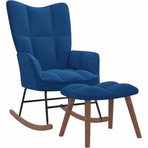  Stolica za ljuljanje s osloncem za noge plava baršunasta