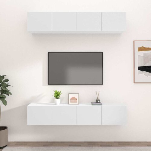 TV ormarići 4 kom bijeli 80 x 30 x 30 cm od konstruiranog drva Bijela Slike