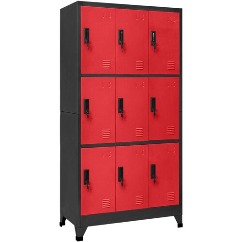 The Living Store Omara s ključavnico antracitna in rdeča 90x45x180 cm jeklo - Omarica Na Ključ, (21430218) Cene